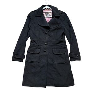 Source Unknown Black Wool Blend Pea Coat Size S or M Cozy Fall Winter